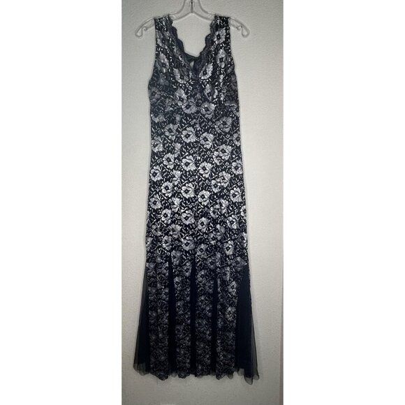 Candalite Dress Womens M Silver Lace Sequin Fairy Formal Maxi Evening Gown Y2K - Picture 1 of 15